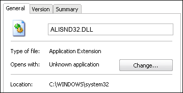 ALISND32.DLL properties