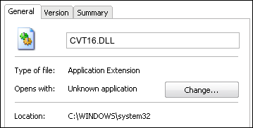 CVT16.DLL properties