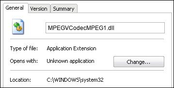 MPEGVCodecMPEG1.dll properties