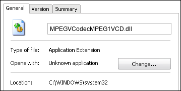 MPEGVCodecMPEG1VCD.dll properties