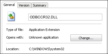 ODBCCR32.DLL properties