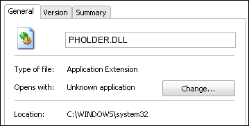 PHOLDER.DLL properties