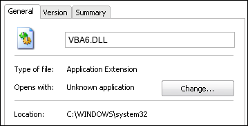 VBA6.DLL properties