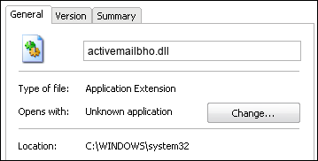 activemailbho.dll properties