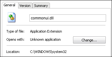 commonui.dll properties