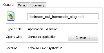 libstream_out_transcode_plugin.dll properties