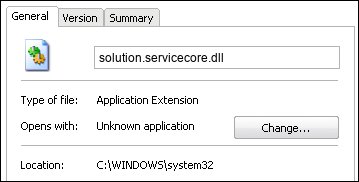 solution.servicecore.dll properties