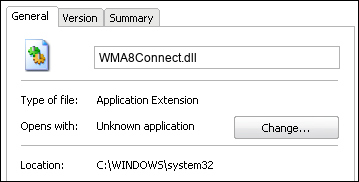 WMA8Connect.dll properties