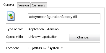 adsyncconfigurationfactory.dll properties