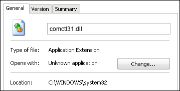 comctl31.dll properties