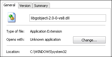 libgobject-2.0-0-vs8.dll properties