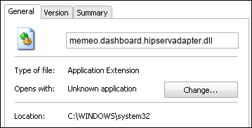memeo.dashboard.hipservadapter.dll properties