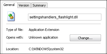 settingshandlers_flashlight.dll properties
